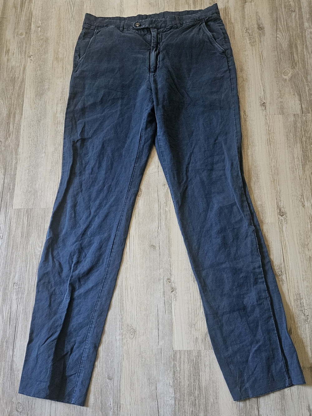 Spier & Mackay Contemporary High Rise Men's Navy Linen Cotton Blend Pants 36